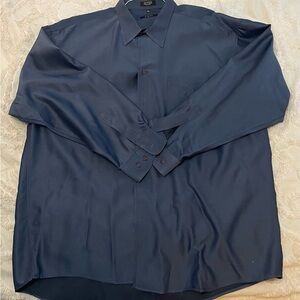 Visivo Men's Dark Blue Shirt Size XXL (18-18.5), Long Sleeve, Button Down